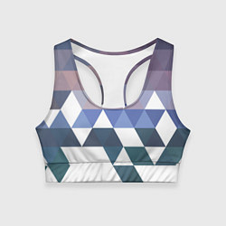 Топик спортивный женский Абстрактные разноцветные треугольники в паттерне, цвет: 3D-принт