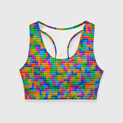 Топик спортивный женский Крупные блоки Тетрис, цвет: 3D-принт