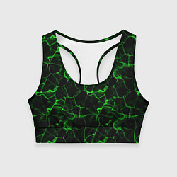 Топик спортивный женский Разломы зеленого пламени, цвет: 3D-принт