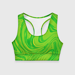 Топик спортивный женский Насыщенный зеленый абстракция, цвет: 3D-принт