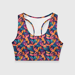 Топик спортивный женский Россыпь разноцветных лепестков, цвет: 3D-принт
