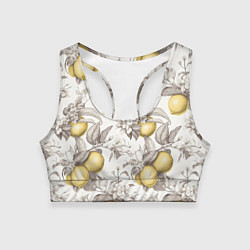 Топик спортивный женский Лимоны - винтаж графика: паттерн, цвет: 3D-принт