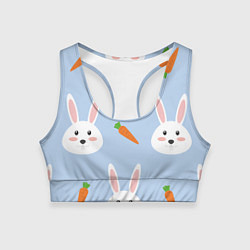Топик спортивный женский Зайчики и морковки, цвет: 3D-принт
