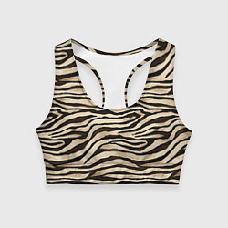 Топик спортивный женский Шкура зебры и белого тигра, цвет: 3D-принт