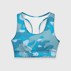 Топик спортивный женский Камуфляж военный синий, цвет: 3D-принт