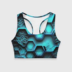 Топик спортивный женский Броня из неоновых плит, цвет: 3D-принт