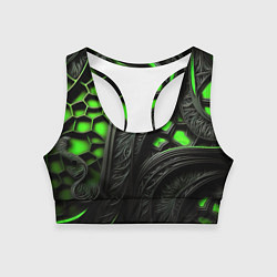 Топик спортивный женский Green black abstract, цвет: 3D-принт