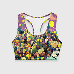 Топик спортивный женский Праздничный город, цвет: 3D-принт