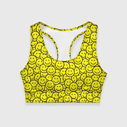 Топик спортивный женский Счастливые смайлики, цвет: 3D-принт