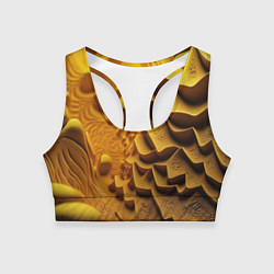 Топик спортивный женский Желтая объемная абстракция, цвет: 3D-принт