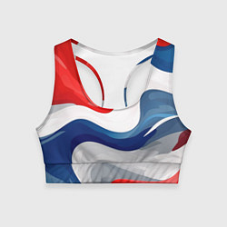 Топик спортивный женский Абстракция в цветах флага России, цвет: 3D-принт