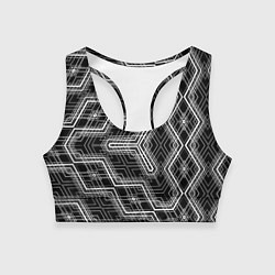 Топик спортивный женский Черно-белый ассеметричный узор, цвет: 3D-принт