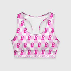 Топик спортивный женский Розовая шашка и Барби, цвет: 3D-принт