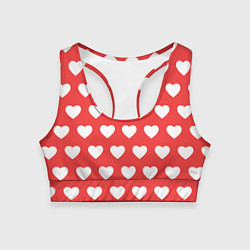 Топик спортивный женский Сердечки на красном фоне, цвет: 3D-принт