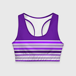 Топик спортивный женский Строгий фиолетовый полосатый, цвет: 3D-принт