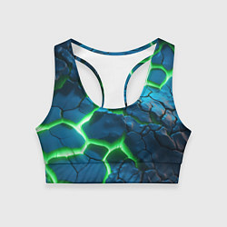 Топик спортивный женский Разлом зеленых плит, цвет: 3D-принт