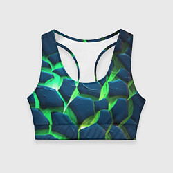 Топик спортивный женский Разломленные зеленые плиты, цвет: 3D-принт