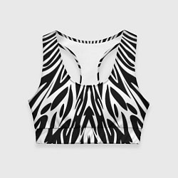 Топик спортивный женский Черная абстракция зебра, цвет: 3D-принт