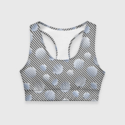 Топик спортивный женский Серебристые круги на полосатом фоне, цвет: 3D-принт