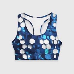 Женский спортивный топ Cyber hexagon Blue