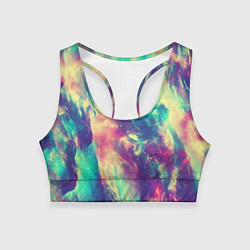 Топик спортивный женский Яркая футболка кислота, цвет: 3D-принт