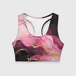 Топик спортивный женский Абстрактный черно-розовый мраморный узор, цвет: 3D-принт