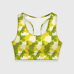 Топик спортивный женский Желто-зеленый камуфляж, цвет: 3D-принт