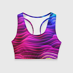 Топик спортивный женский Синие фиолетовые волны, цвет: 3D-принт