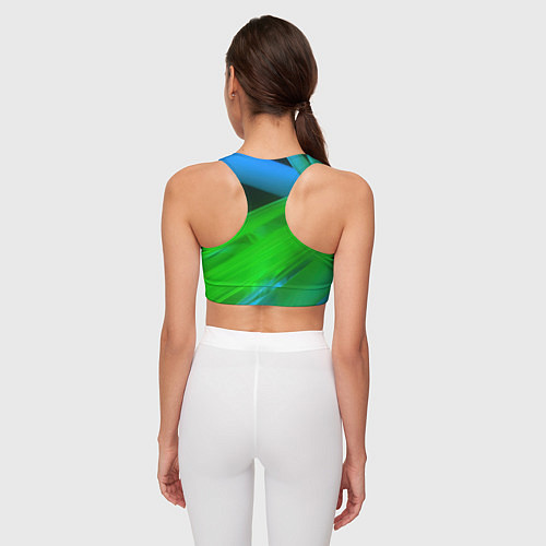 Женский спортивный топ Blue green abstract / 3D-принт – фото 4