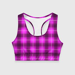Топик спортивный женский Шотландка розовая, цвет: 3D-принт