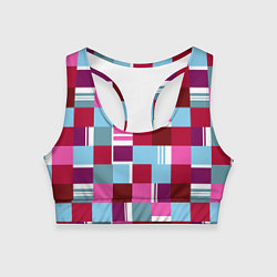 Топик спортивный женский Ретро квадраты вишнёвые, цвет: 3D-принт