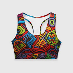 Топик спортивный женский Разноцветный узор в стиле абстракционизм, цвет: 3D-принт
