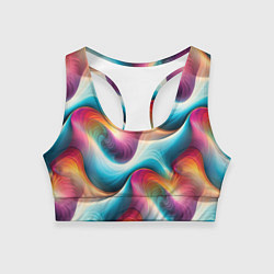Топик спортивный женский Волнообразная разноцветная абстракция, цвет: 3D-принт
