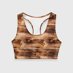 Топик спортивный женский Старая деревянная обшивка, цвет: 3D-принт