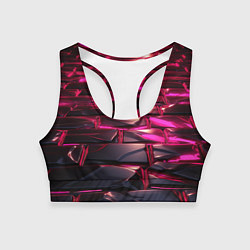 Топик спортивный женский Неоновые фиолетовые и розовые камни, цвет: 3D-принт