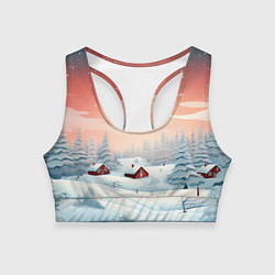 Топик спортивный женский Погружение в зимнюю атмосферу, цвет: 3D-принт
