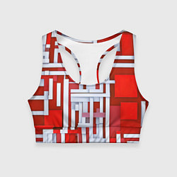 Топик спортивный женский Полосы на красном фоне, цвет: 3D-принт