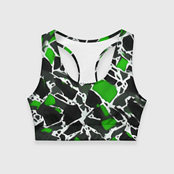 Топик спортивный женский Кляксы чёрные и зелёные, цвет: 3D-принт