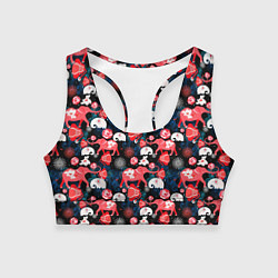Топик спортивный женский Красные слоны, цвет: 3D-принт