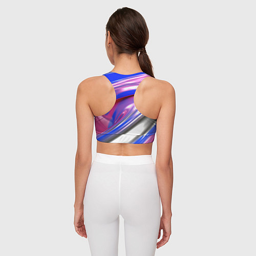 Женский спортивный топ Вязкая абстракция в фиолетовых оттенках / 3D-принт – фото 4