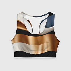 Топик спортивный женский Золотистые вставки абстракции, цвет: 3D-принт