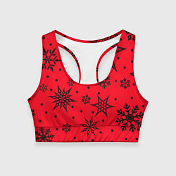 Топик спортивный женский Праздничный снег, цвет: 3D-принт