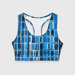 Топик спортивный женский Синие прямоугольники, цвет: 3D-принт