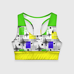 Женский спортивный топ Узор из полос желтого и зеленого цвета