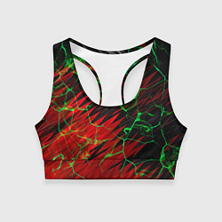 Топик спортивный женский Зелёные трещины узоры, цвет: 3D-принт