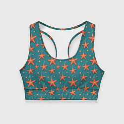 Топик спортивный женский Морские звезды тоже хотят на ёлку, цвет: 3D-принт