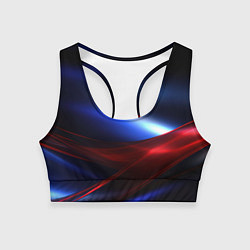 Женский спортивный топ Темный синий фон с красным