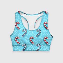 Топик спортивный женский Новогодний леденец трость, цвет: 3D-принт