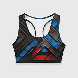 Топик спортивный женский Темная абстракция из геометрических фигур, цвет: 3D-принт