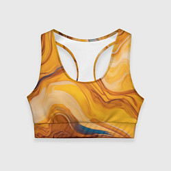 Топик спортивный женский Жидкая золотая текстура - нейросеть, цвет: 3D-принт